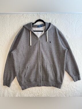 Polo Ralph Lauren Fleece Full Zip Hoodie Men’s 2XLT Gray Cotton Blend Casual